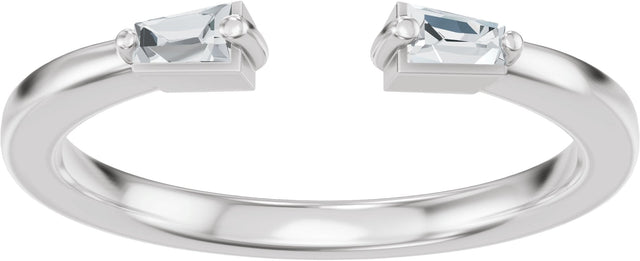 14K Gold Tapered Baguette Natural Diamond Accented Vintage-Inspired Open Band - White Gold - view 3