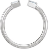 14K Gold Tapered Baguette Natural Diamond Accented Vintage-Inspired Open Band - White Gold - view 2