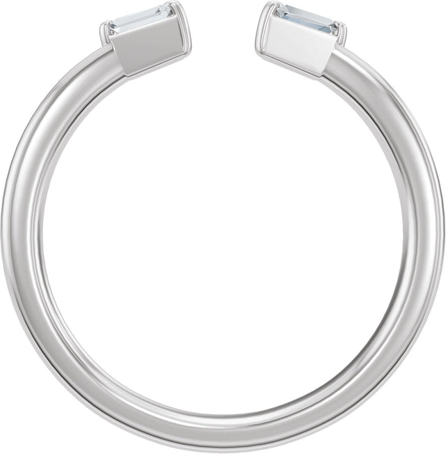 14K Gold Tapered Baguette Lab-Grown Diamond Accented Vintage-Inspired Open Band - White Gold - view 2