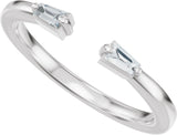 14K Gold Tapered Baguette Lab-Grown Diamond Accented Vintage-Inspired Open Band - White Gold - view 5