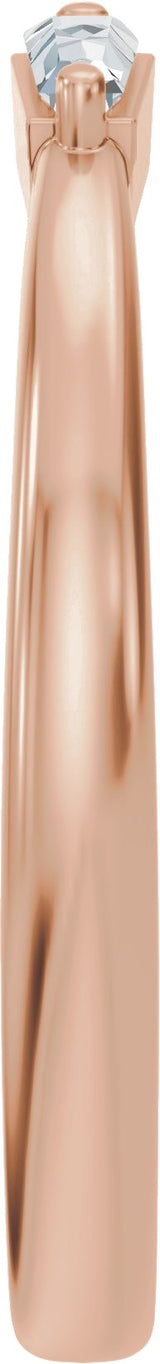 14K Gold Tapered Baguette Natural Diamond Accented Vintage-Inspired Open Band - Rose Gold - view 4