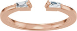 14K Gold Tapered Baguette Natural Diamond Accented Vintage-Inspired Open Band - Rose Gold - view 3