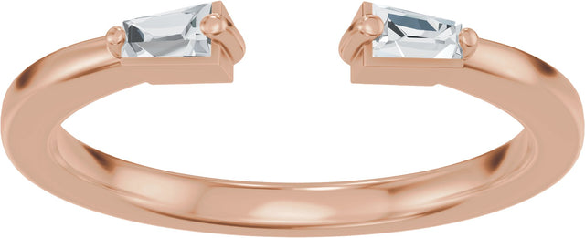 14K Gold Tapered Baguette Natural Diamond Accented Vintage-Inspired Open Band - Rose Gold - view 3