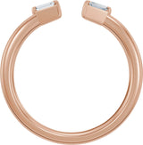 14K Gold Tapered Baguette Lab-Grown Diamond Accented Vintage-Inspired Open Band - Rose Gold - view 2