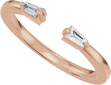 14K Gold Tapered Baguette Lab-Grown Diamond Accented Vintage-Inspired Open Band - Rose Gold - view 5