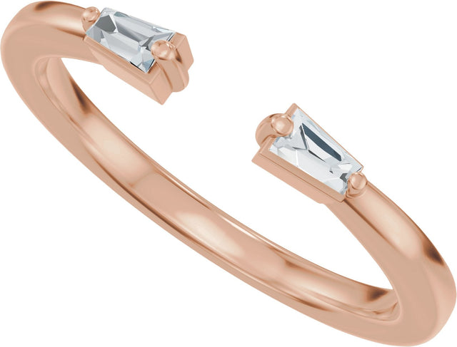 14K Gold Tapered Baguette Lab-Grown Diamond Accented Vintage-Inspired Open Band - Rose Gold - view 5