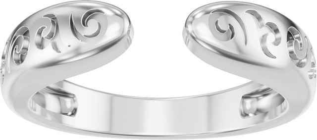 14K Gold Vintage-Inspired Open Band - White Gold - view 3