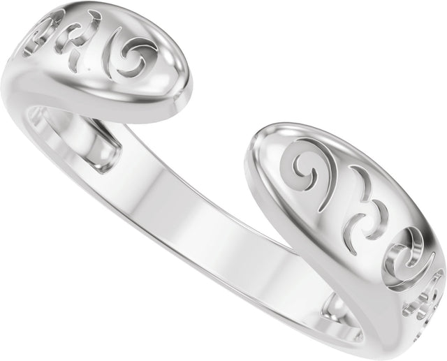 14K Gold Vintage-Inspired Open Band - White Gold - view 5