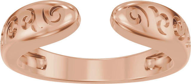 14K Gold Vintage-Inspired Open Band - Rose Gold - view 3