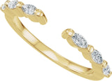 14K Gold Marquise Natural Diamond Accented Vintage-Inspired Open Band - Yellow Gold - view 5