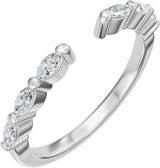 14K Gold Marquise Natural Diamond Accented Vintage-Inspired Open Band - White Gold
