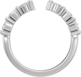 14K Gold Marquise Natural Diamond Accented Vintage-Inspired Open Band - White Gold - view 2