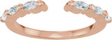 14K Gold Marquise Natural Diamond Accented Vintage-Inspired Open Band - Rose Gold - view 3