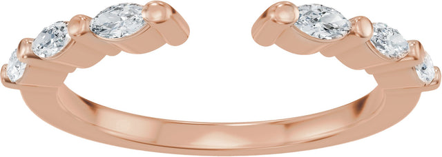 14K Gold Marquise Natural Diamond Accented Vintage-Inspired Open Band - Rose Gold - view 3