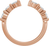 14K Gold Marquise Natural Diamond Accented Vintage-Inspired Open Band - Rose Gold - view 2