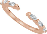 14K Gold Marquise Natural Diamond Accented Vintage-Inspired Open Band - Rose Gold - view 5