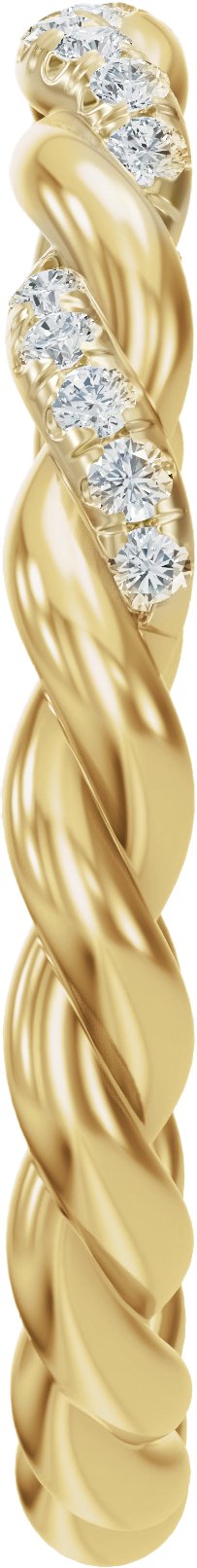 14K Gold Round Lab-Grown Diamond Accented Rope Open Band - Yellow Gold - view 4