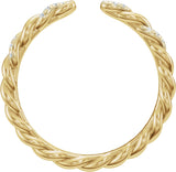 14K Gold Round Lab-Grown Diamond Accented Rope Open Band - Yellow Gold - view 2