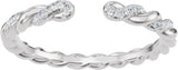 14K Gold Round Natural Diamond Accented Rope Open Band - White Gold - view 3