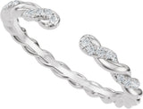 14K Gold Round Lab-Grown Diamond Accented Rope Open Band - White Gold - view 5