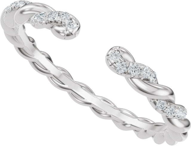 14K Gold Round Lab-Grown Diamond Accented Rope Open Band - White Gold - view 5