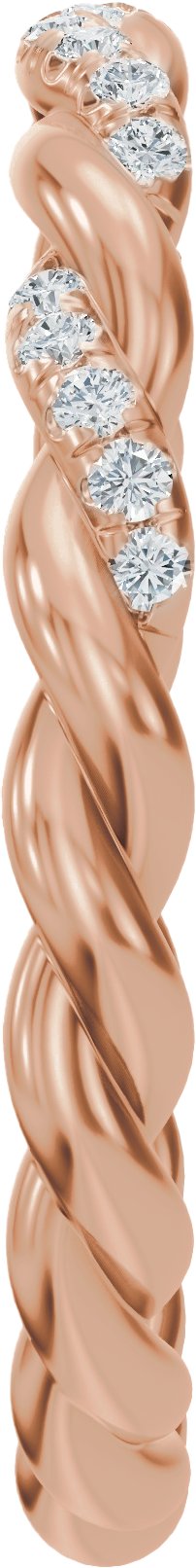 14K Gold Round Natural Diamond Accented Rope Open Band - Rose Gold - view 4