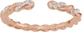 14K Gold Round Natural Diamond Accented Rope Open Band - Rose Gold - view 3