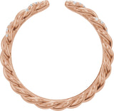 14K Gold Round Lab-Grown Diamond Accented Rope Open Band - Rose Gold - view 2