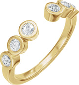 14K Gold Round Lab-Grown Diamond Bezel-Set Accented Open Band - Yellow Gold