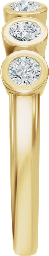 14K Gold Round Lab-Grown Diamond Bezel-Set Accented Open Band - Yellow Gold - view 4