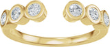 14K Gold Round Natural Diamond Bezel-Set Accented Open Band - Yellow Gold - view 3