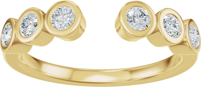 14K Gold Round Natural Diamond Bezel-Set Accented Open Band - Yellow Gold - view 3