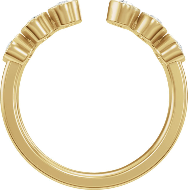 14K Gold Round Natural Diamond Bezel-Set Accented Open Band - Yellow Gold - view 2