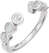 14K Gold Round Natural Diamond Bezel-Set Accented Open Band - White Gold