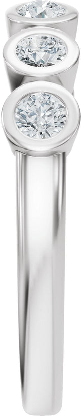 14K Gold Round Lab-Grown Diamond Bezel-Set Accented Open Band - White Gold - view 4