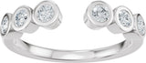 14K Gold Round Natural Diamond Bezel-Set Accented Open Band - White Gold - view 3