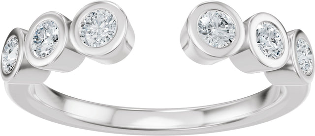 14K Gold Round Natural Diamond Bezel-Set Accented Open Band - White Gold - view 3