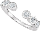 14K Gold Round Lab-Grown Diamond Bezel-Set Accented Open Band - White Gold - view 5