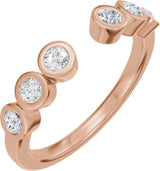 14K Gold Round Natural Diamond Bezel-Set Accented Open Band - Rose Gold