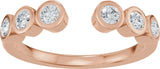 14K Gold Round Natural Diamond Bezel-Set Accented Open Band - Rose Gold - view 3