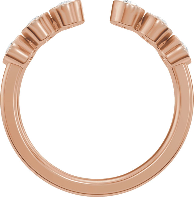 14K Gold Round Lab-Grown Diamond Bezel-Set Accented Open Band - Rose Gold - view 2