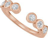 14K Gold Round Lab-Grown Diamond Bezel-Set Accented Open Band - Rose Gold - view 5