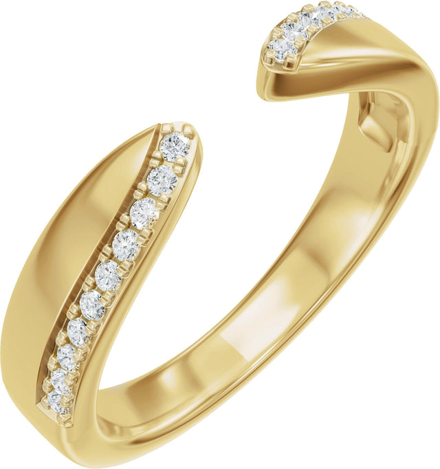 14K Gold Round Natural Diamond Accented Open Band - Yellow Gold