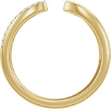 14K Gold Round Natural Diamond Accented Open Band - Yellow Gold - view 2