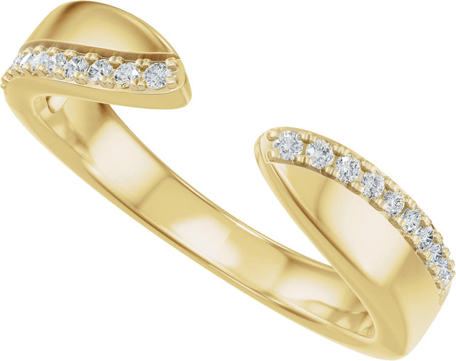 14K Gold Round Natural Diamond Accented Open Band - Yellow Gold - view 5