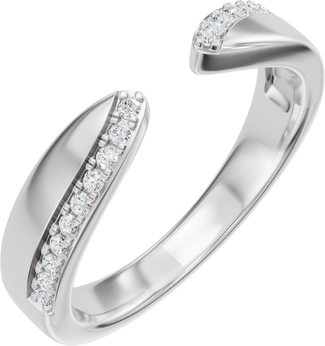 14K Gold Round Natural Diamond Accented Open Band - White Gold