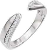 14K Gold Round Lab-Grown Diamond Accented Open Band – 1/8 CTW - White Gold