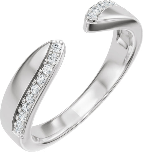 14K Gold Round Lab-Grown Diamond Accented Open Band – 1/8 CTW - White Gold