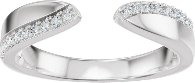 14K Gold Round Natural Diamond Accented Open Band - White Gold - view 3