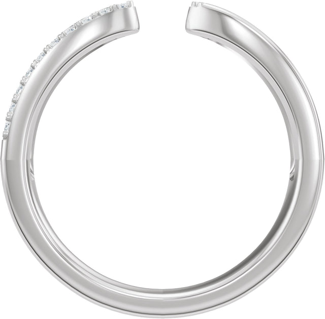 14K Gold Round Natural Diamond Accented Open Band - White Gold - view 2